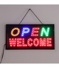 LED OPEN WELCOME Sign Board Cafe Bar Advertising Light Shop Hotel Hang Bar Decor