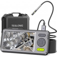 Teslong Dual Lens Endoscope Inspection Camera With 5″ Large IPS Screen 5mm Ultra Slim Dual Lens 6 LED Lights 32G Memory Card Waterproof Borescope Camera with Flashlight